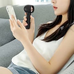 pocket size portable rechargeable handheld fan, handy desk fan with phone holder, usb fan for work, travel, and personal