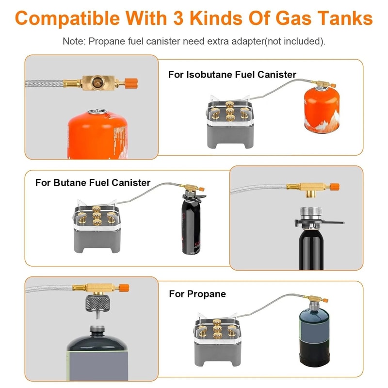 Camping Stove Burner Adapter Portable Picnic Backpacking Burner Compact Cassette For Outdoor Cookin 6