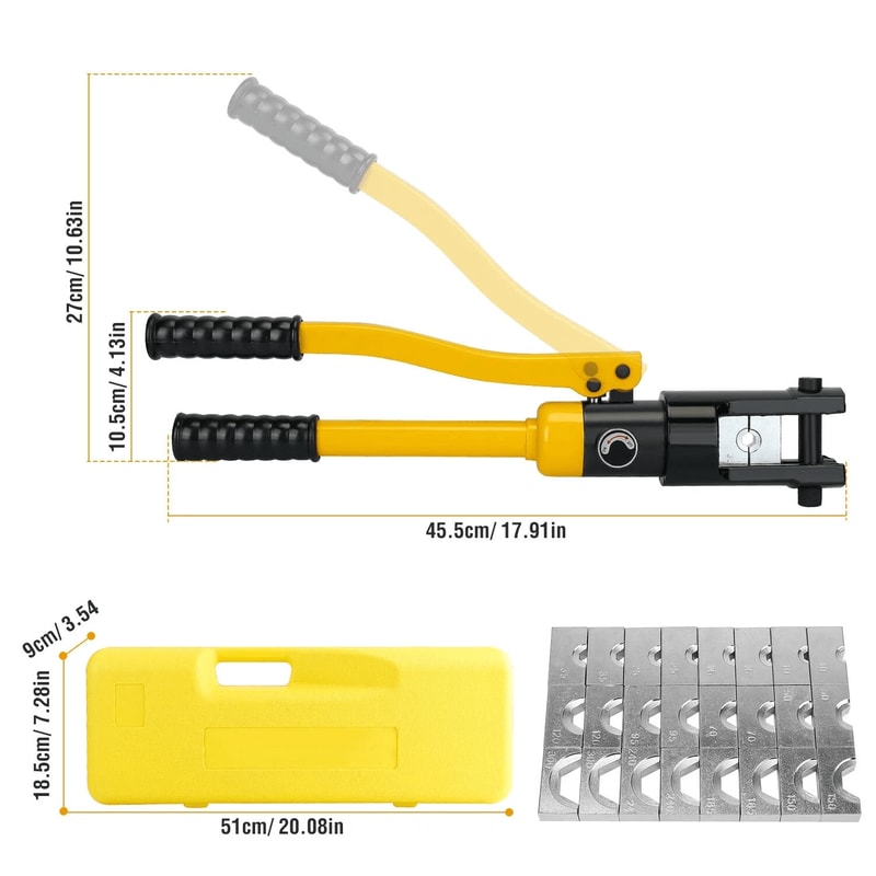 12 Ton Hydraulic Crimper Tool For Battery Cable Lug Terminal Crimping Kit With 12 Dies Heavy Duty H 2