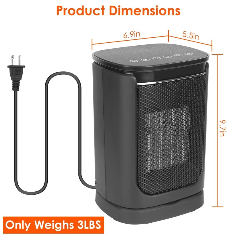Ceramic Electric Space Heater With Oscillating Heating Fan Digital Display Compact For Efficient Ro 9