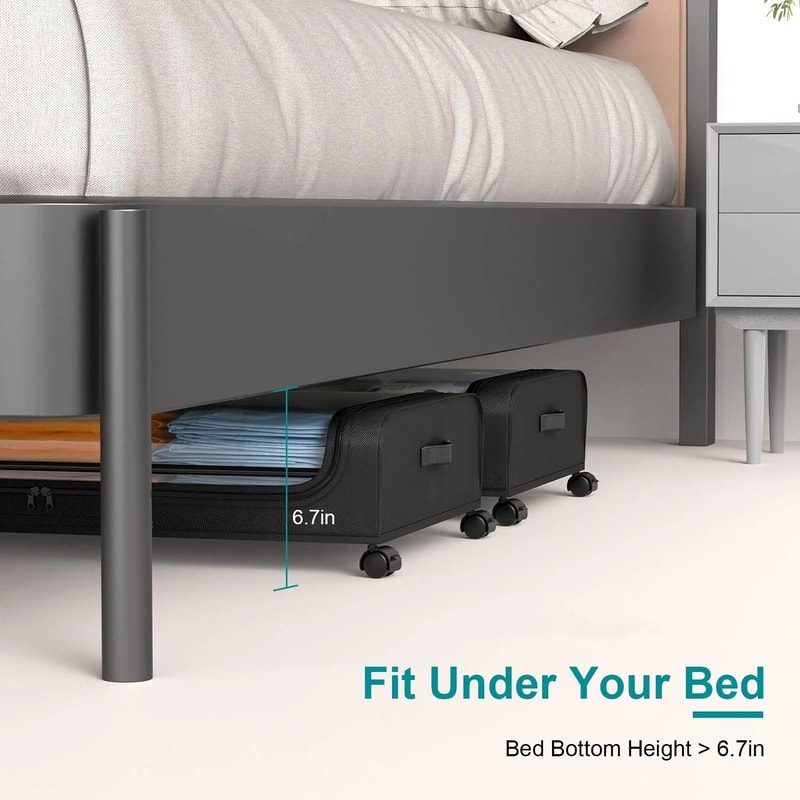 Under Bed Storage Organizer W Zipper Wheels Clear Lid Perfect For Bedroom Closet Organization 4