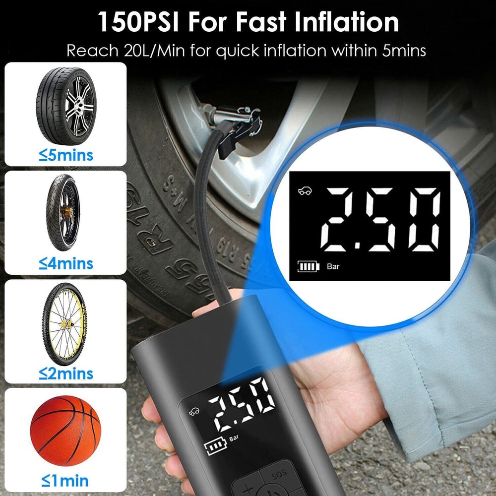 Auto Electric Inflator Compressor Portable Car Digital Air Tire Pump Efficient Reliable Tire Press 9