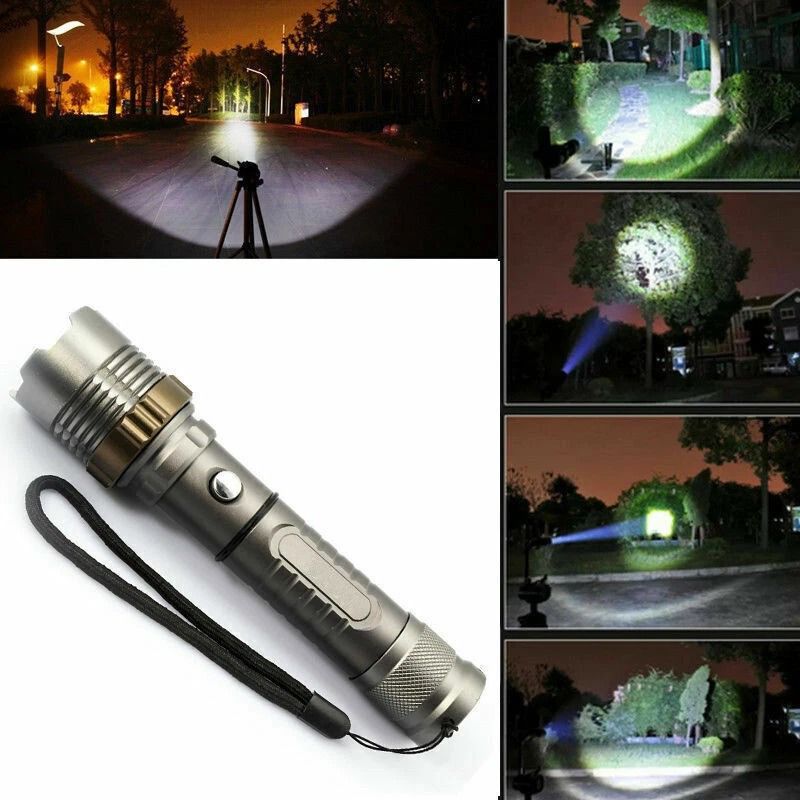 LED Flashlight Tactical Police Torch Very Bright Rechargeable Camping Light For Outdoor Hiking Emer 2