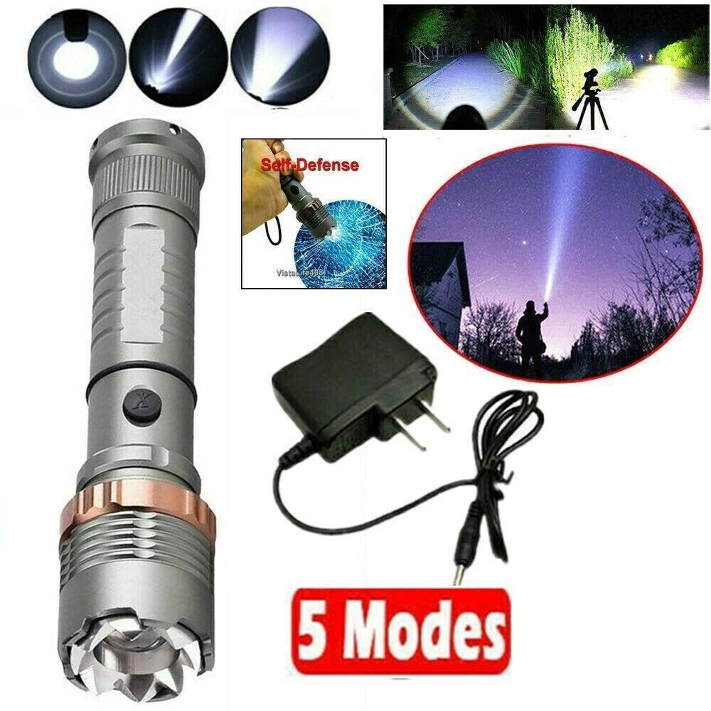 LED Flashlight Tactical Police Torch Very Bright Rechargeable Camping Light For Outdoor Hiking Emer 4