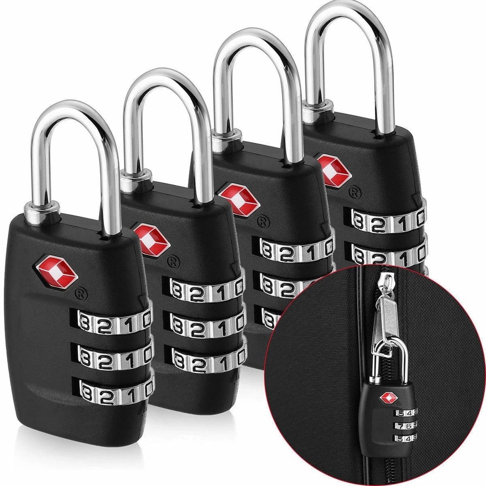 Travel Luggage Lock TSA Approved 3 Digit Combination Suitcase Padlock Reset For Maximum Security 4