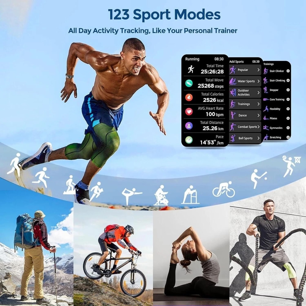 Smart Watch For Men Military Fitness Tracker New Blood Pressure Wristwatch With Health Features 2