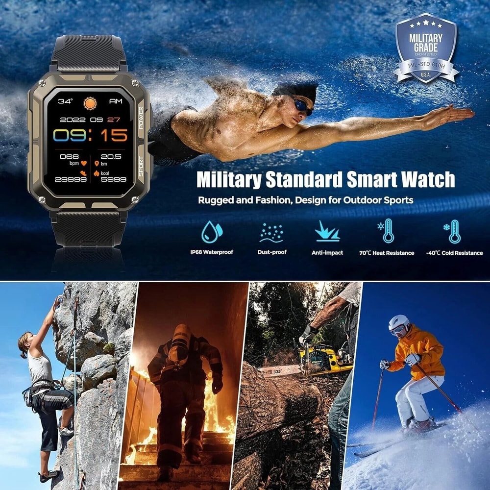 Smart Watch For Men Military Fitness Tracker New Blood Pressure Wristwatch With Health Features 7