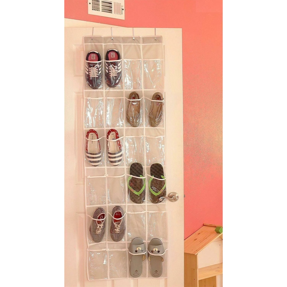 24 Pocket Shoe Organizer Rack Over The Door Hanging Storage Space Saver Hanger Maximize Closet Spac 2