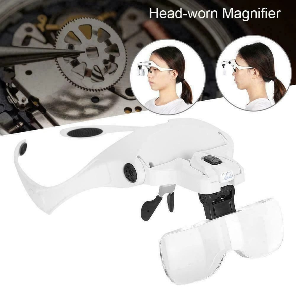 LED Light Lamp Visor Head Loupe Magnifying Glass Lens Jeweler Headband Magnifier For Precision Task 8