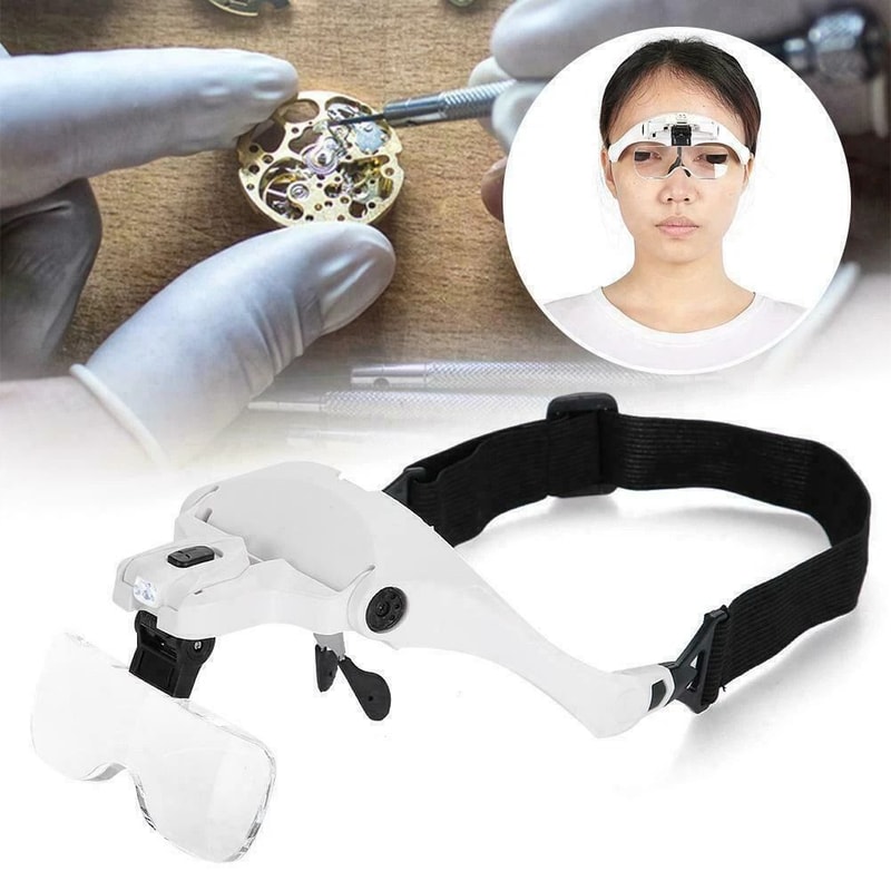 LED Light Lamp Visor Head Loupe Magnifying Glass Lens Jeweler Headband Magnifier For Precision Task 0