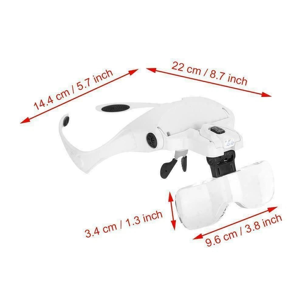 LED Light Lamp Visor Head Loupe Magnifying Glass Lens Jeweler Headband Magnifier For Precision Task 5