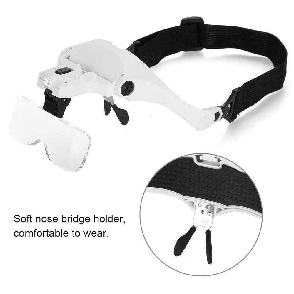 LED Light Lamp Visor Head Loupe Magnifying Glass Lens Jeweler Headband Magnifier For Precision Task 7