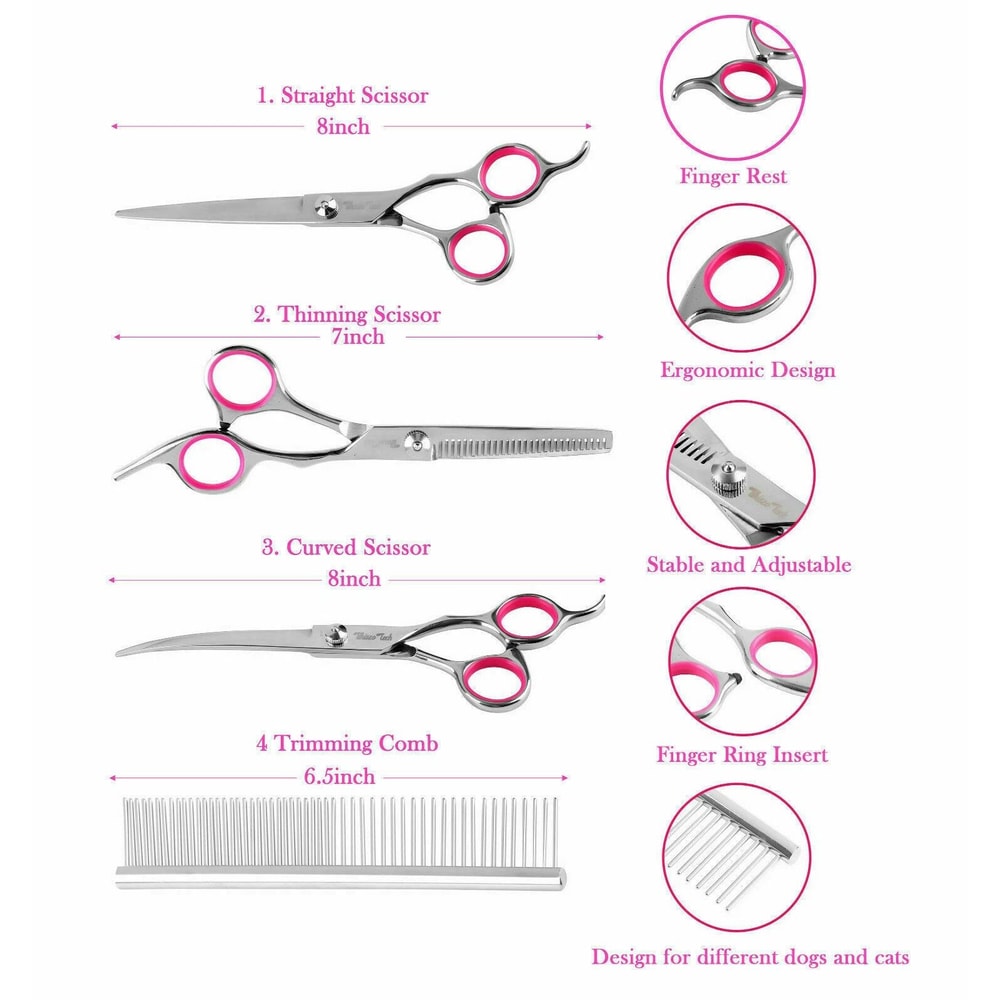 Professional Curved Pet Grooming Scissors For Dog And Cat Thinning Shear Hair Cutting Shears 2