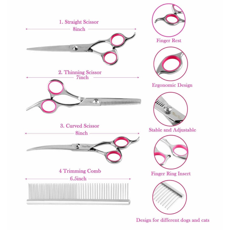 Professional Curved Pet Grooming Scissors For Dog And Cat Thinning Shear Hair Cutting Shears 2