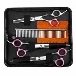 professional curved pet grooming scissors for dog and cat, thinning shear hair cutting shears