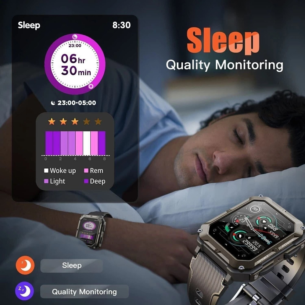 Military Smart Watch Men Answer Calls New Fitness Tracker Wristwatch 6