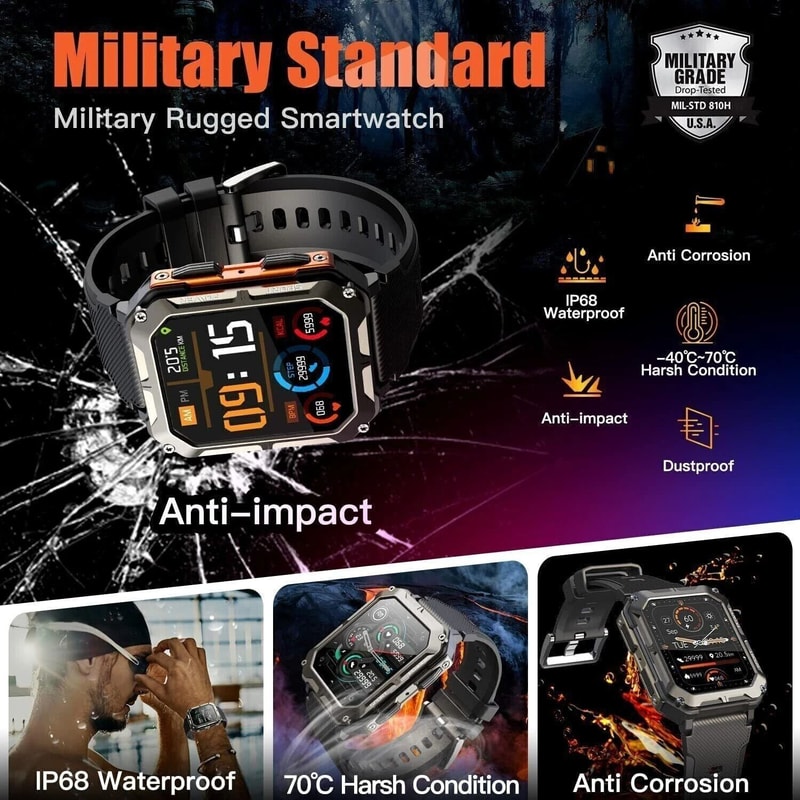 Military Smart Watch Men Answer Calls New Fitness Tracker Wristwatch 4