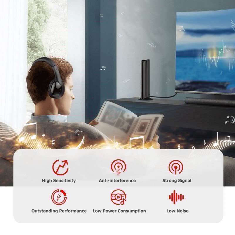 Wireless Cordless 5 In 1 Headphones With Mic Headset For TV Watching Radio 1