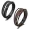 Men Jewelry Black Braided Leather Bracelet MultiLayer Stainless Steel Clasp A For Unique Style And