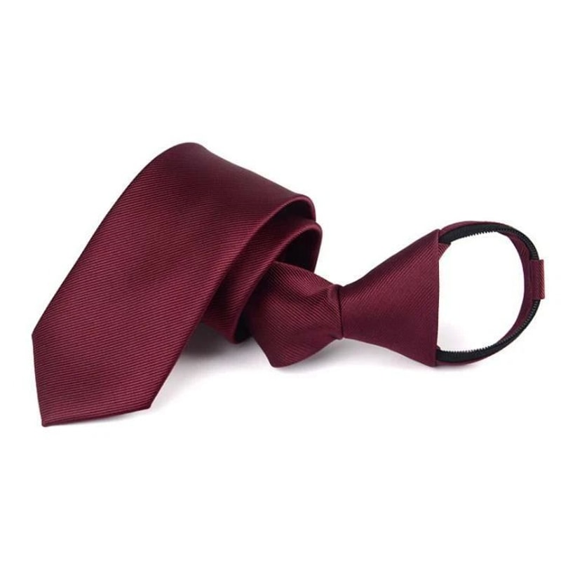Ready Knot Pre Tied Formal Zipper Tie For Men Solid Color Neck Wear Stylish Convenient Perfect For 3