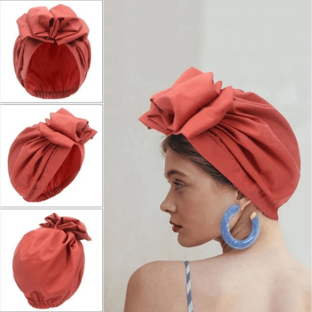 Womens Knot Bow Chemo Hats Elastic Hair Loss Cap Soft Head Wrap Turban For Comfortable Styling 1