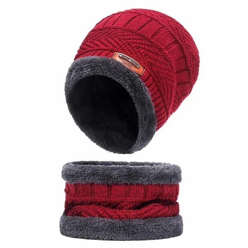 Winter Beanie Hat And Scarf Set For Mens Womens Warm Knit Hat Thick Fleece Lined Cap 4
