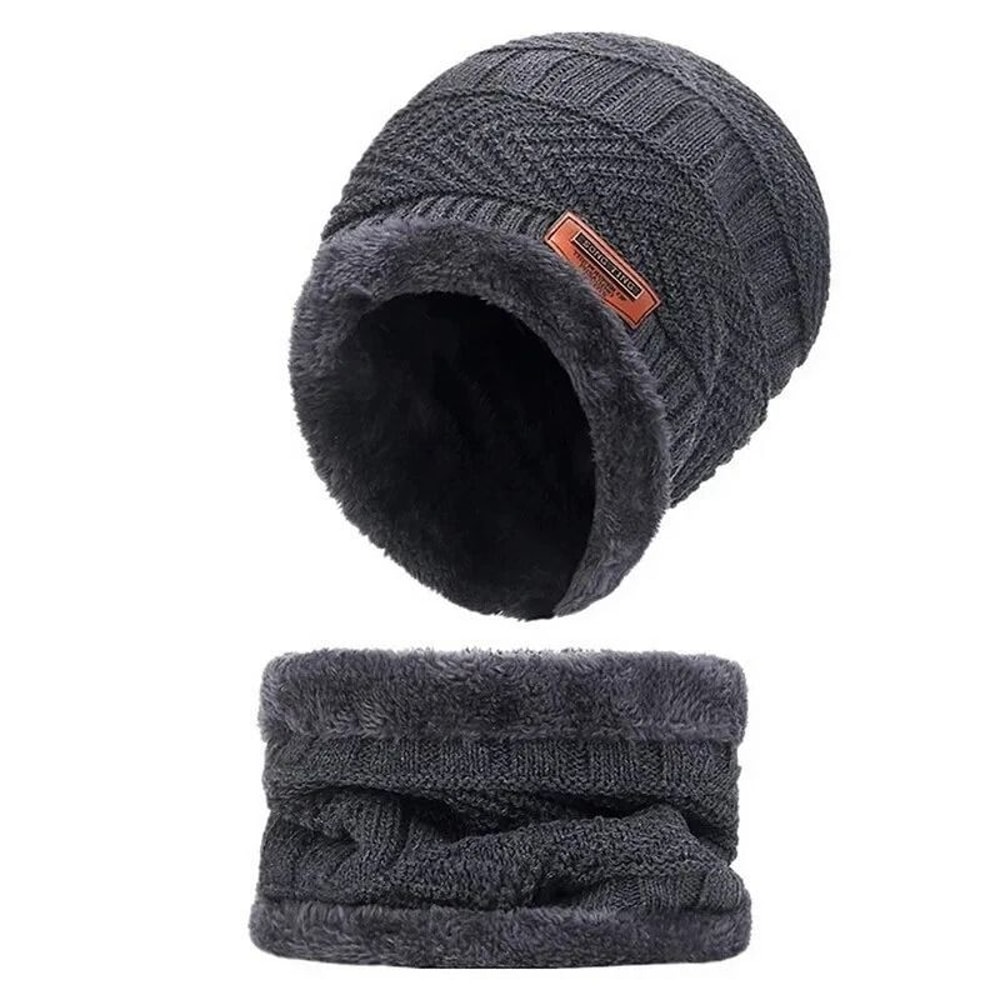Winter Beanie Hat And Scarf Set For Mens Womens Warm Knit Hat Thick Fleece Lined Cap 6