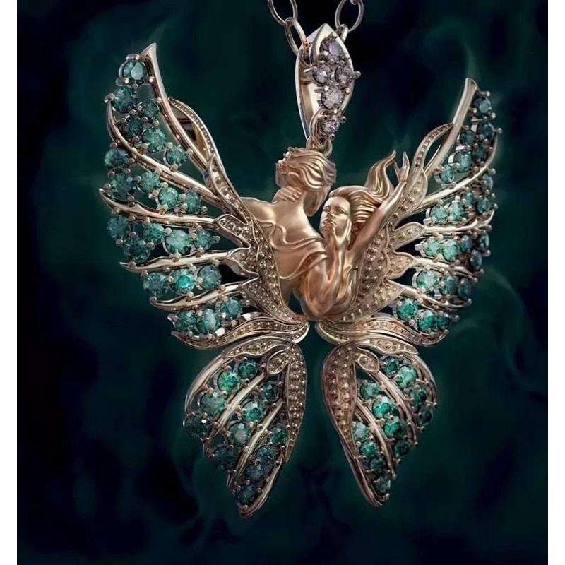 Fashion Crystal Angel Wings Necklace Butterfly Pendant Faith And Love Jewelry For Women 1