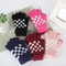 Cozy Plaid Checkered Knit Winter Gloves For Men And Women Warm And Stylish Black Pink White Choices 1