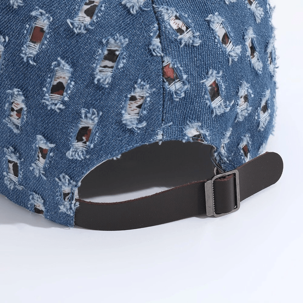 Adjustable Washed Cotton Denim Baseball Cap With Diamond Shape Bling Rhinestones Stylish Hat For Wo