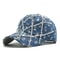 Adjustable Washed Cotton Denim Baseball Cap With Diamond Shape Bling Rhinestones Stylish Hat For Wo