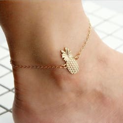 gold pineapple beach anklet, foot chain bracelet, summer ankle jewelry, trendy beach anklet, foot chain for women, beach