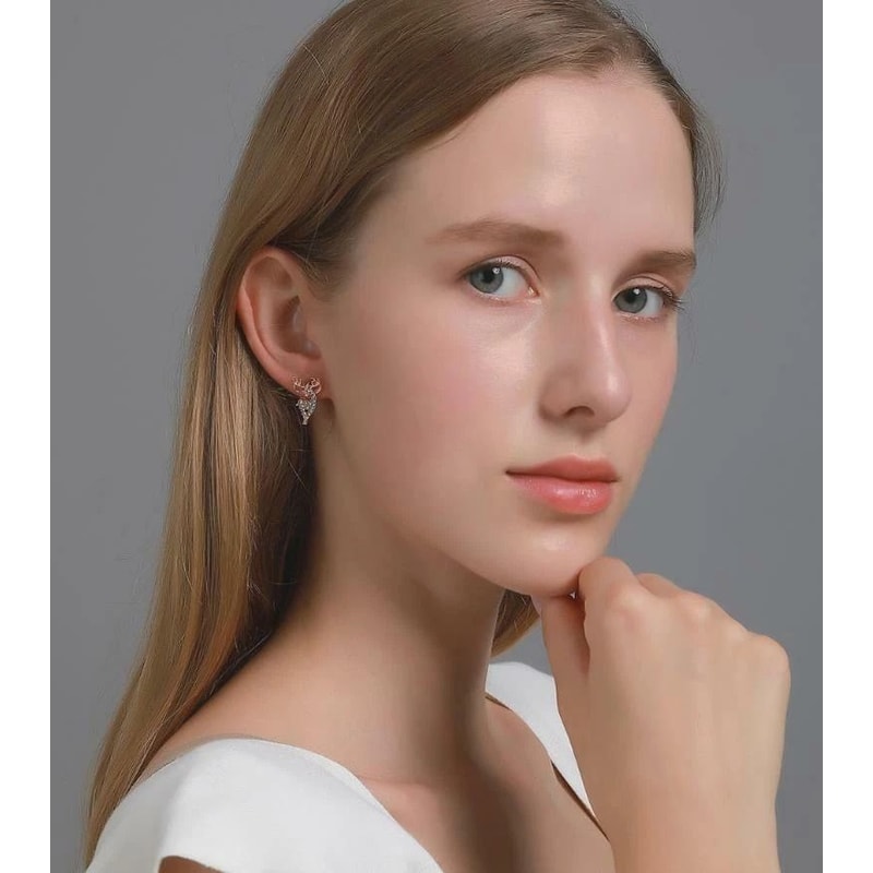 Gold Silver Reindeer Rhinestone Stud Earrings Elk Deer Stud Xmas Gift 2