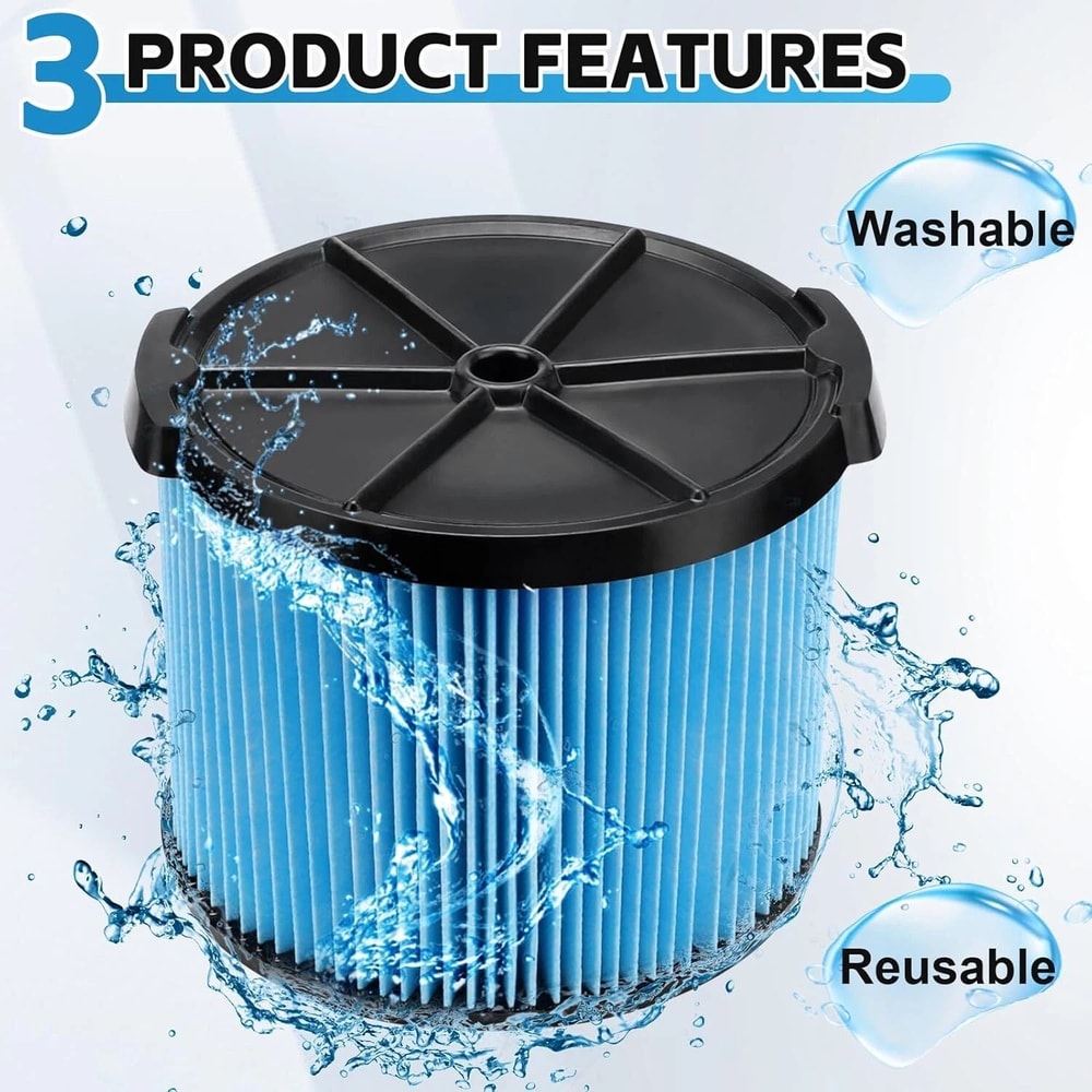 VF3500 For Rigid Shop Vac Filter Reusable 3 Layer Washable Wet Dry Vacuum High Performance Filter 3