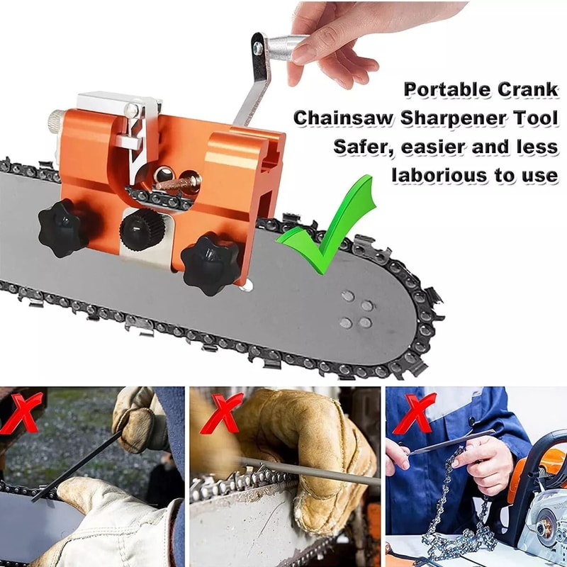 Portable Chainsaw Chain Sharpening Jig Hand Crank Timberline Sharpener Tool Set For Timely And Accu