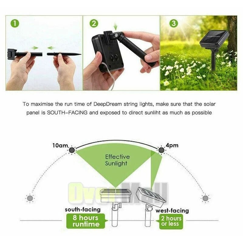 Solar Powered LED String Light Outdoor Waterproof Garden Path Yard Decor Lamp For Lawn Patio Drivew 4