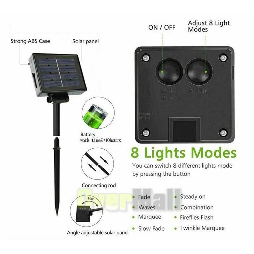 Solar Powered LED String Light Outdoor Waterproof Garden Path Yard Decor Lamp For Lawn Patio Drivew 5