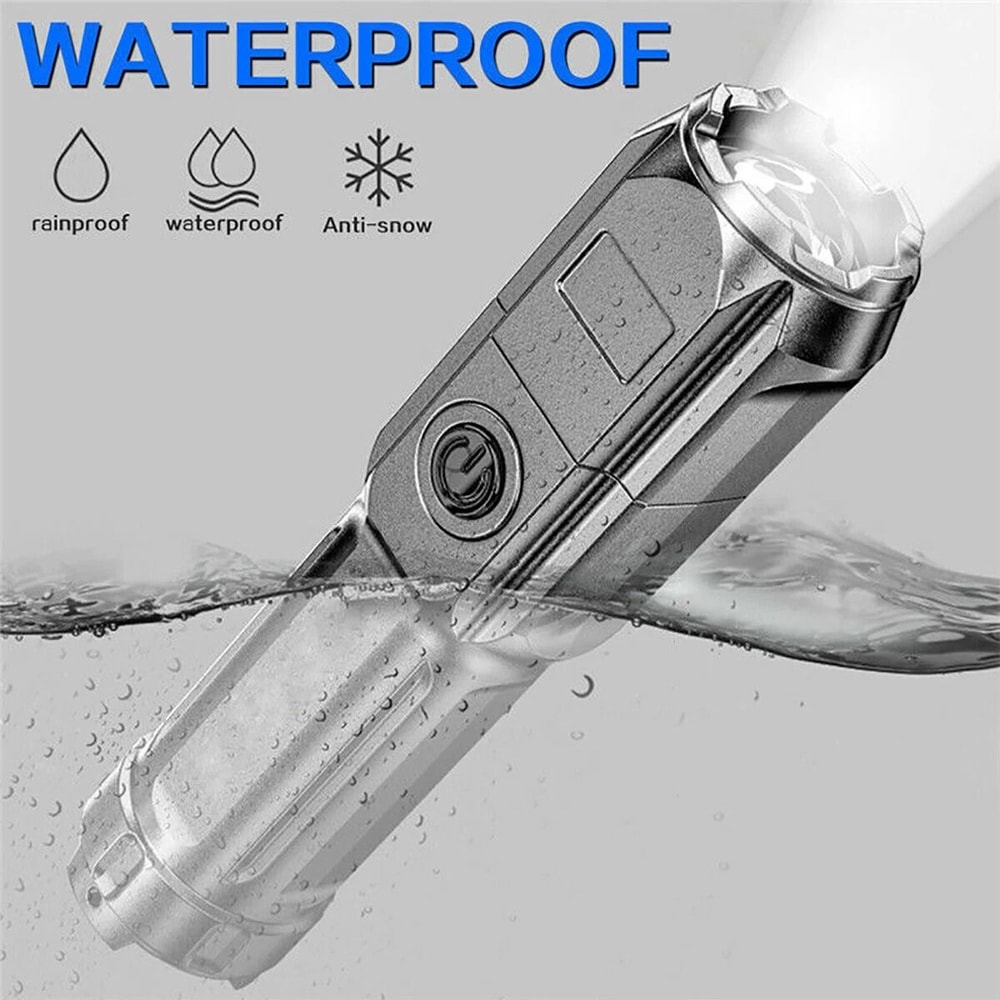 Tactical Police Super Bright Torch Rechargeable LED Flashlight Zoomable 3 Modes Waterproof Compact 2