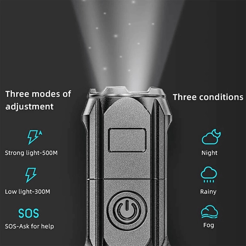 Tactical Police Super Bright Torch Rechargeable LED Flashlight Zoomable 3 Modes Waterproof Compact 6