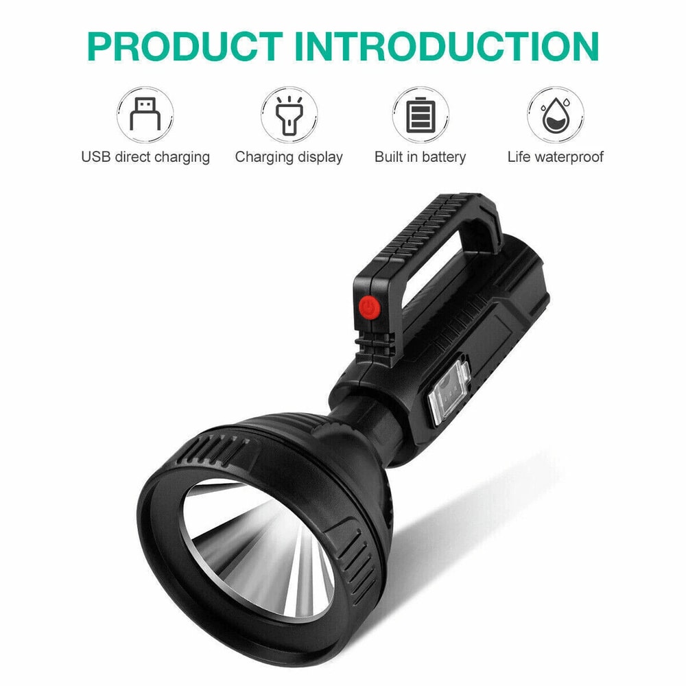 Super Bright Rechargeable LED Searchlight Portable Handheld Spotlight Flashlight For Emergencies O 9