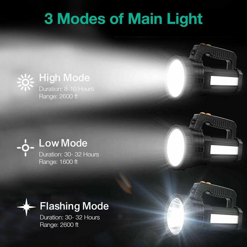Super Bright Rechargeable LED Searchlight Portable Handheld Spotlight Flashlight For Emergencies O 10