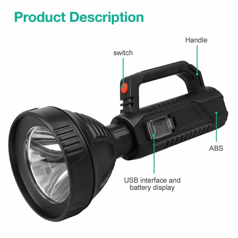 Super Bright Rechargeable LED Searchlight Portable Handheld Spotlight Flashlight For Emergencies O 3