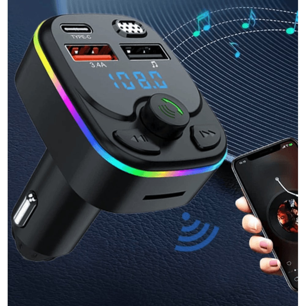 Bluetooth Car Wireless FM Transmitter Adapter USB PD Charger Hands Free Auto Connectivity For Music 0