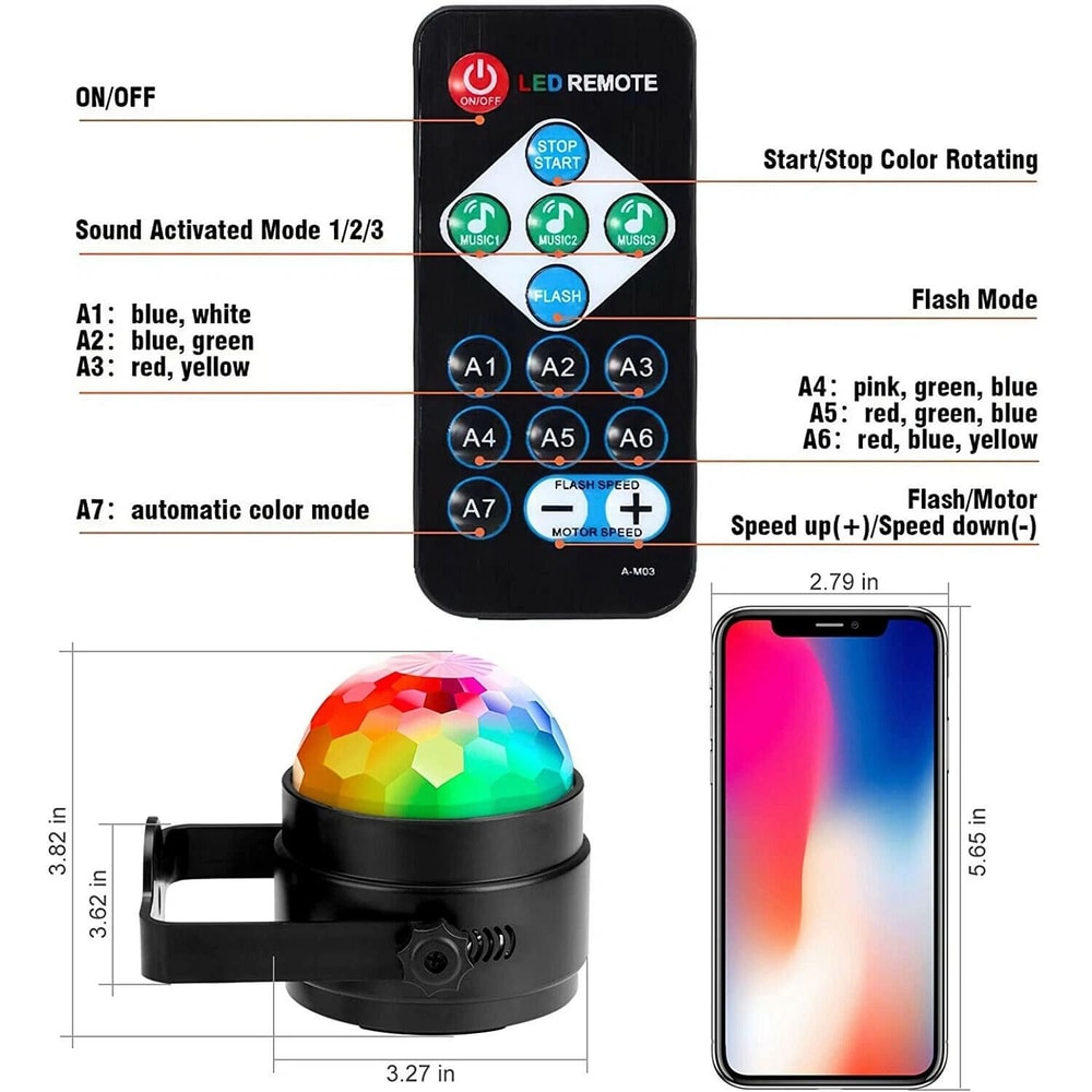 Strobe LED DJ Ball Disco Party Lights Sound Activated Bulb Colorful Dance Lamp Decor For Parties An 4