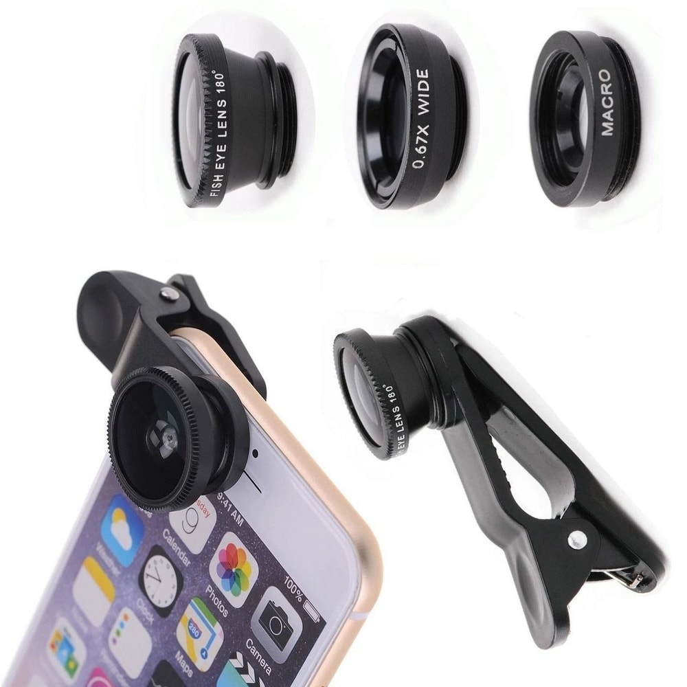 3 In1 Lens Kit Fish Eye Wide Angle Macro Telephoto Lens Camera Accessory For IPhone 1