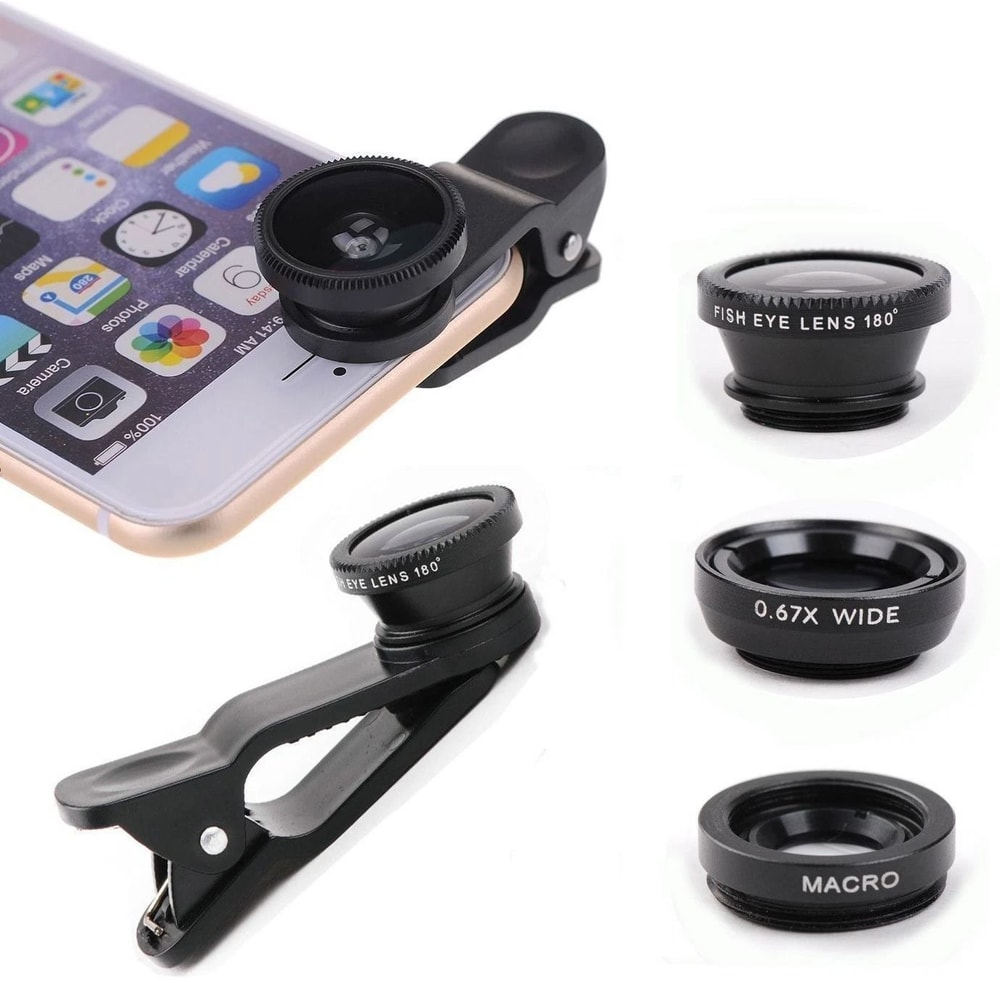 3 In1 Lens Kit Fish Eye Wide Angle Macro Telephoto Lens Camera Accessory For IPhone 3
