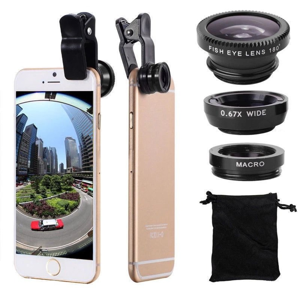 3 In1 Lens Kit Fish Eye Wide Angle Macro Telephoto Lens Camera Accessory For IPhone 4