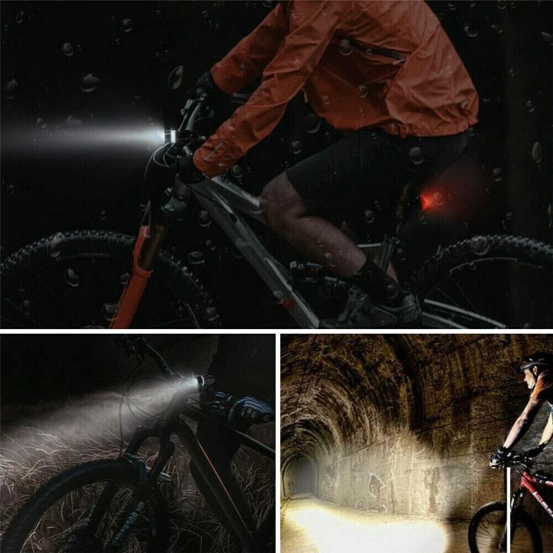 USB Rechargeable LED Bicycle Bike Front Headlight And Rear Tail Light Set HighPower Brightness Dura