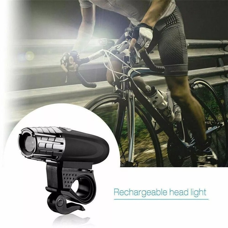 USB Rechargeable LED Bicycle Bike Front Headlight And Rear Tail Light Set HighPower Brightness Dura