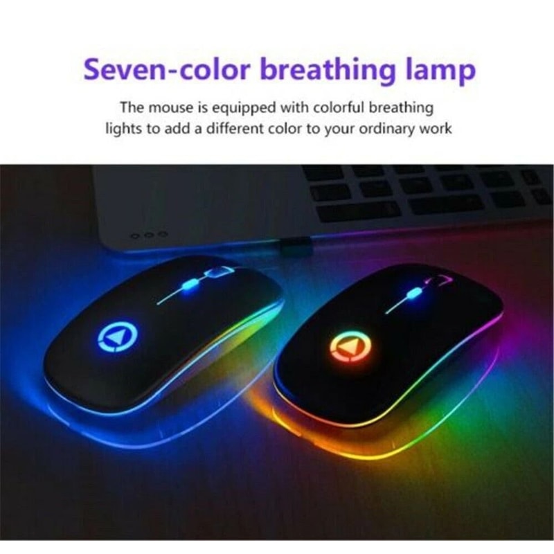 Cordless Mice For PC Laptop Wireless Optical Mouse USB Rechargeable RGB 4